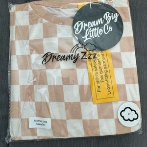 Dream Big Little Co long sleeve two piece neutral checks pajama set